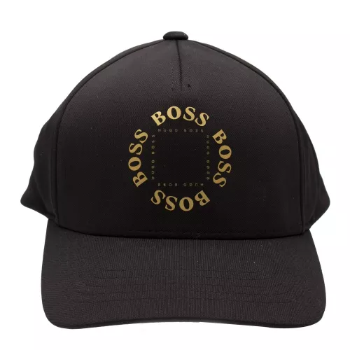 Athleisure Mens Black/Gold Cap-Circle Cap 57305 by BOSS from Hurleys