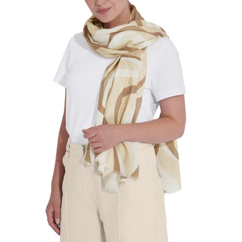 Katie Loxton Scarf Womens Light Taupe/Off White Abstract Wave Printed Scarf 
