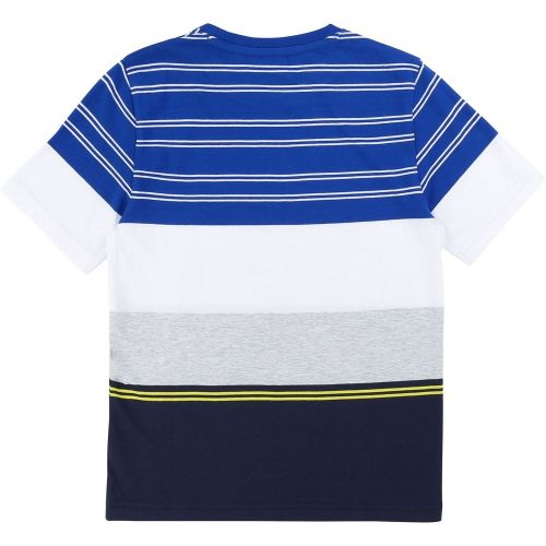 Boys Blue Multi Stripe Block S/s T Shirt 55949 by BOSS from Hurleys