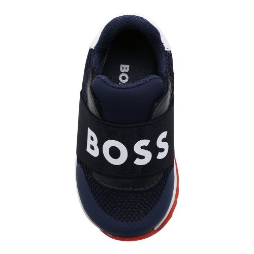 Toddler Navy Logo Elastic Trainers 101850 by BOSS from Hurleys