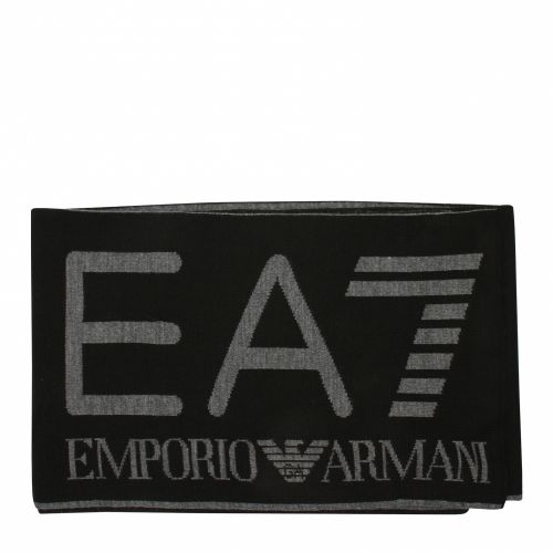 Mens Black Branded Knitted Scarf 48318 by EA7 from Hurleys