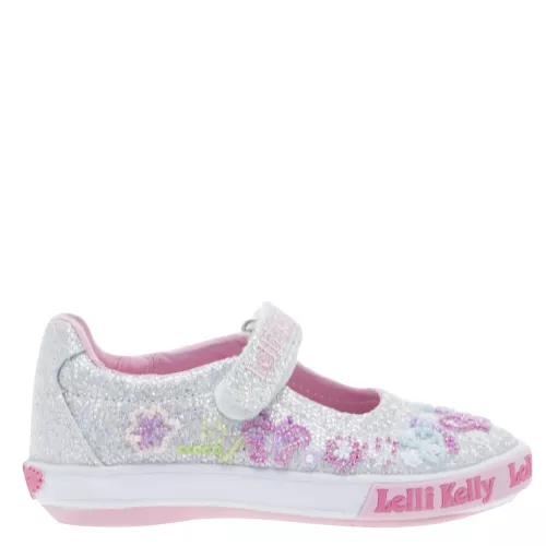 Girls Silver Glitter Butterfly Dolly Shoes (25-33EUR) 25575 by Lelli Kelly from Hurleys