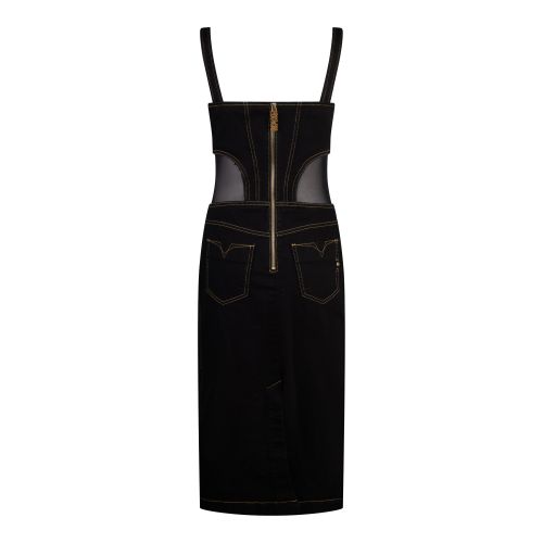 Versace Jeans Couture Midi Dress Womens Black Buckle Strap Denim Midi Dress