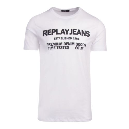 Mens White Established S/s T Shirt 78835 by Replay from Hurleys
