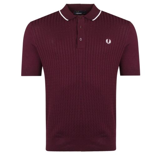Mens Deep Mahogany Tipped Knitted S/s Polo Shirt 35031 by Fred Perry from Hurleys