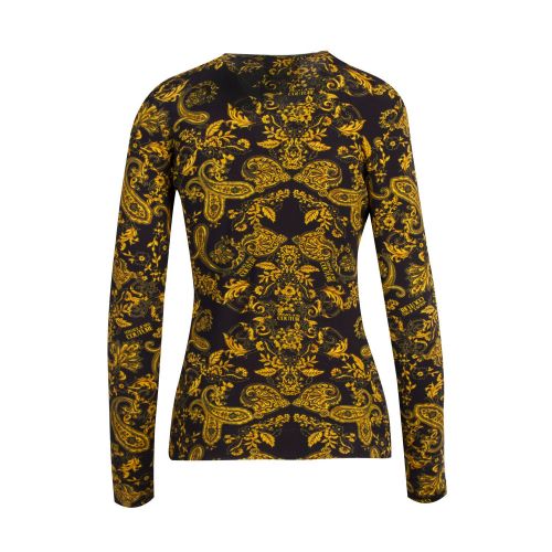 Womens Black Gold Paisley Fitted L/s T Shirt 74034 by Versace Jeans Couture from Hurleys
