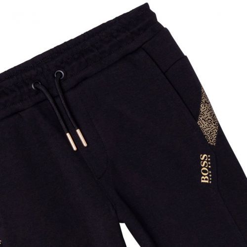 Boys Black Gold Pixel Sweat Pants 92771 by BOSS from Hurleys