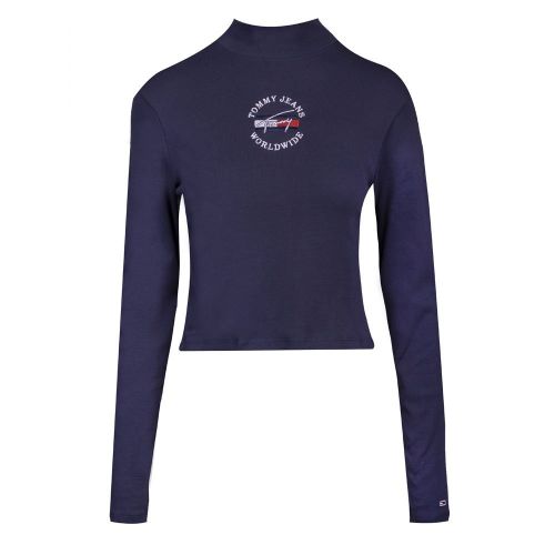 Womens Twilight Navy Baby Crop Timeless L/s T Shirt 101644 by Tommy Jeans from Hurleys