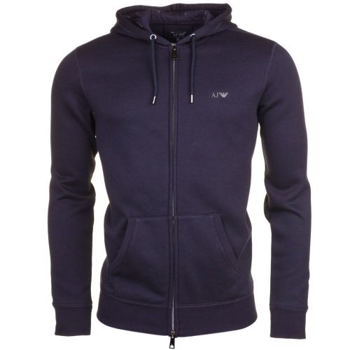 Mens Blue Small Logo Zip Hooded Sweat Top 61311 by Armani Jeans from Hurleys