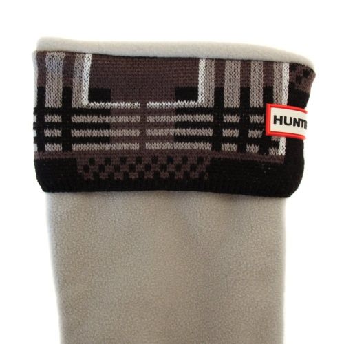 Womens Black & White Tall Tartan Cuff Wellington Socks 67366 by Hunter from Hurleys