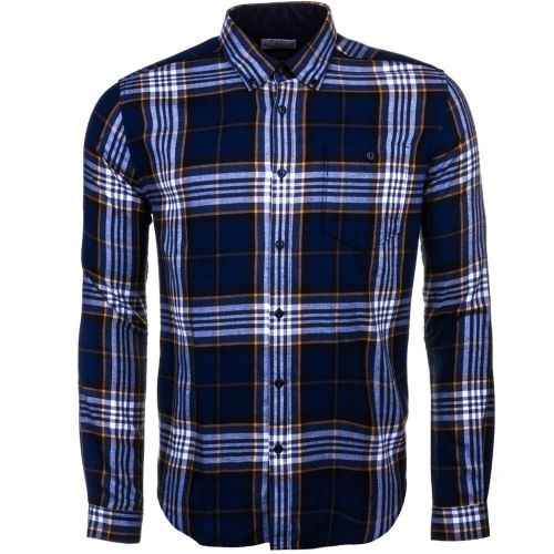 Heritage Mens Navy Sea Mill Check Slim Fit L/s Shirt 64761 by Barbour from Hurleys