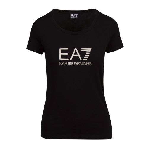 Womens Black Shiny Logo S/s T Shirt 82167 by EA7 from Hurleys