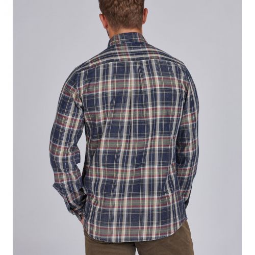 Mens Dark Petrol Beck Check L/s Shirt 83071 by Barbour Steve McQueen Collection from Hurleys