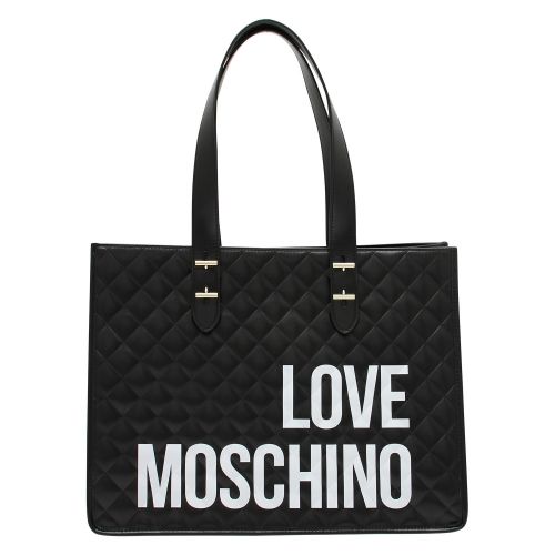 Womens Black Large Logo Quilted Shopper Bag 47908 by Love Moschino from Hurleys