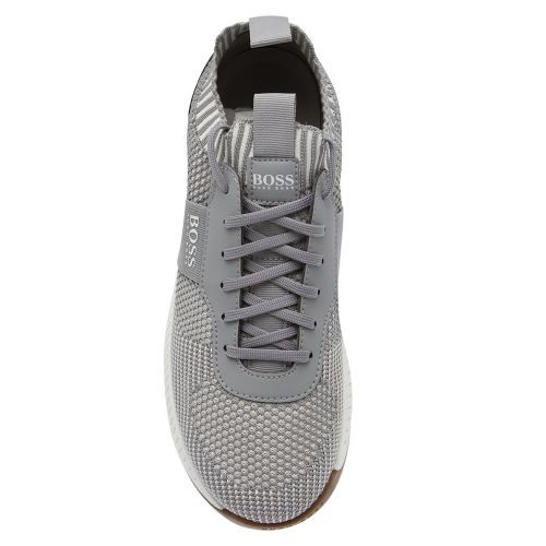 Athleisure Mens Light Grey Titanium_Runn_Knit Trainers 37954 by BOSS from Hurleys