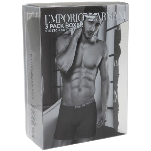 Mens Black Side Logo 3 Pack Boxers 78289 by Emporio Armani Bodywear from Hurleys