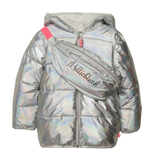 Girls Silver Iridescent Padded Coat 78497 by Billieblush from Hurleys
