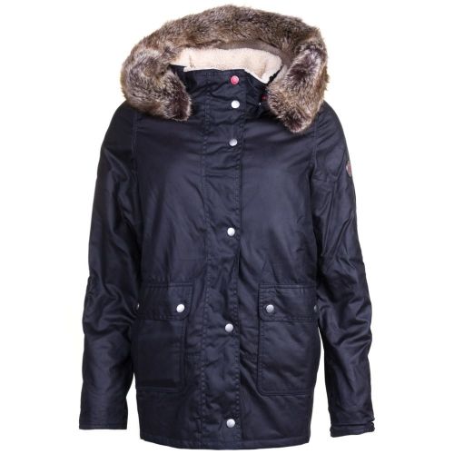 Lifestyle Womens Navy Crevasse Waxed Jacket 64596 by Barbour from Hurleys