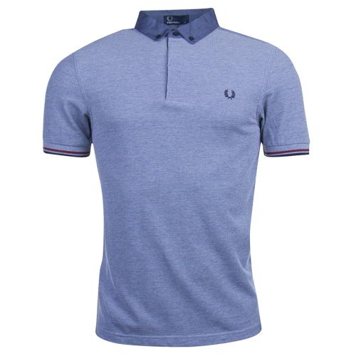 Mens Dark Carbon Oxford Woven Collar S/s Polo Shirt 71405 by Fred Perry from Hurleys