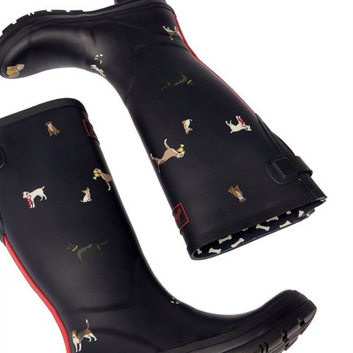 Womens Navy Dogs Welly Print Boots 98814 by Joules from Hurleys