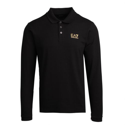 Mens Black/Gold Train Core ID Stretch L/s Polo Shirt 76185 by EA7 from Hurleys