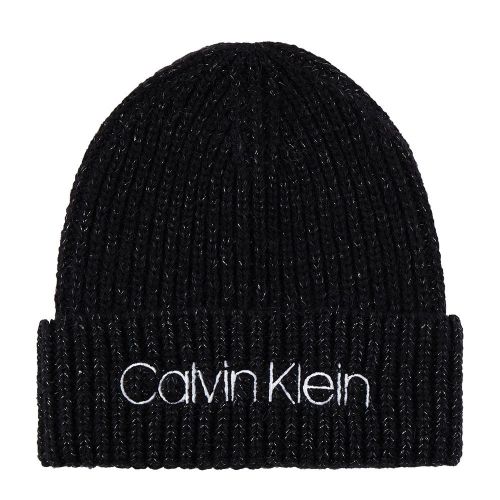 Womens Black Logo Knit Beanie 79681 by Calvin Klein from Hurleys