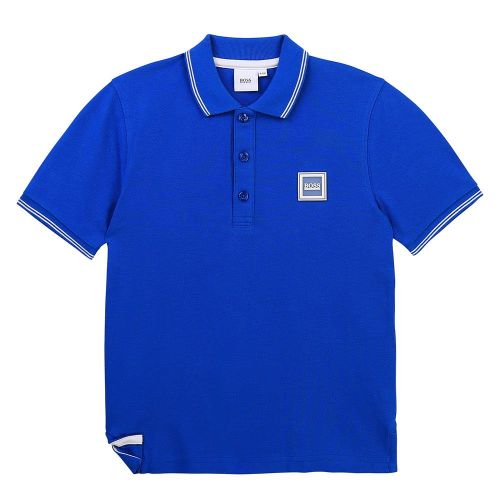 Boys French Blue Tipped Branded S/s Polo Shirt 84556 by BOSS from Hurleys