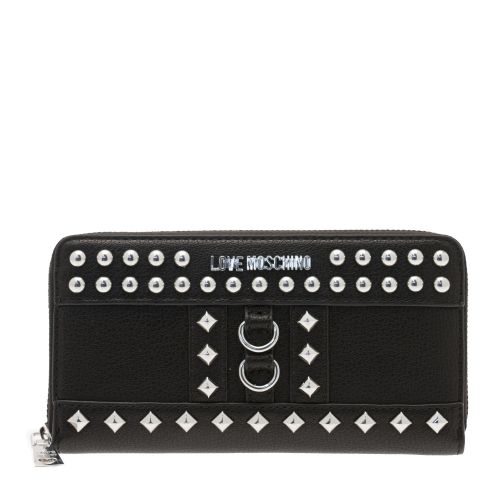 Womens Black Studded Zip Around Purse 31716 by Love Moschino from Hurleys