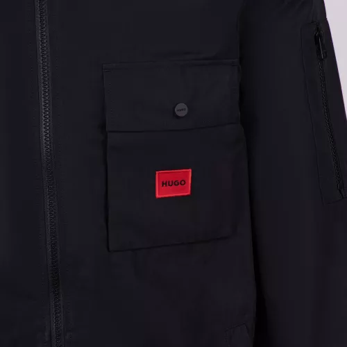 HUGO Overshirt Mens Black Emmond Zip Overshirt