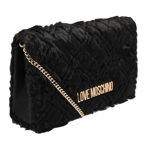 Womens Black Faux Fur Clutch Crossbody Bag 95817 by Love Moschino from Hurleys