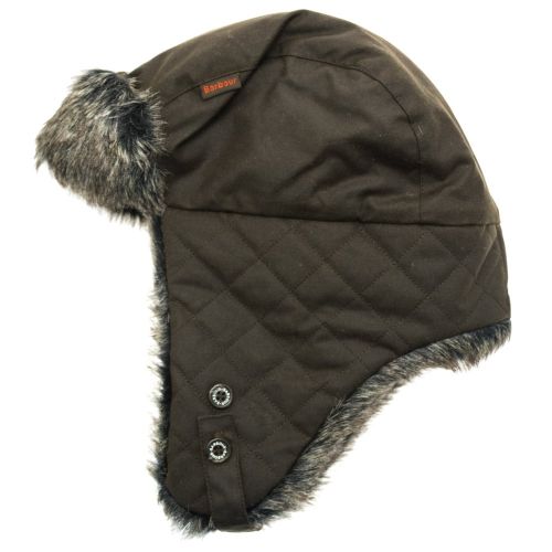 Lifestyle Mens Olive Waxed Grasmere Trapper Hat 64811 by Barbour from Hurleys