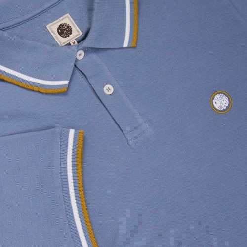 Mens Mid Blue Tipped Pique S/s Polo Shirt 26182 by Pretty Green from Hurleys