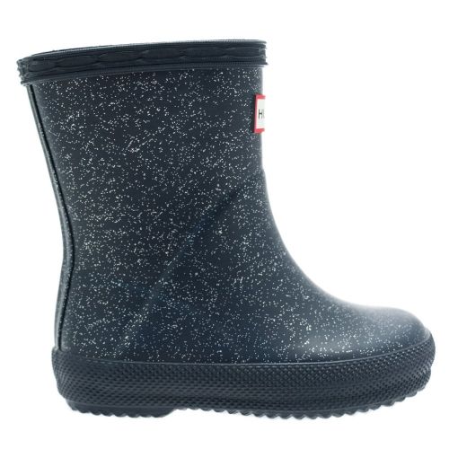 Kids Navy First Glitter Wellington Boots (4-7) 68116 by Hunter from Hurleys