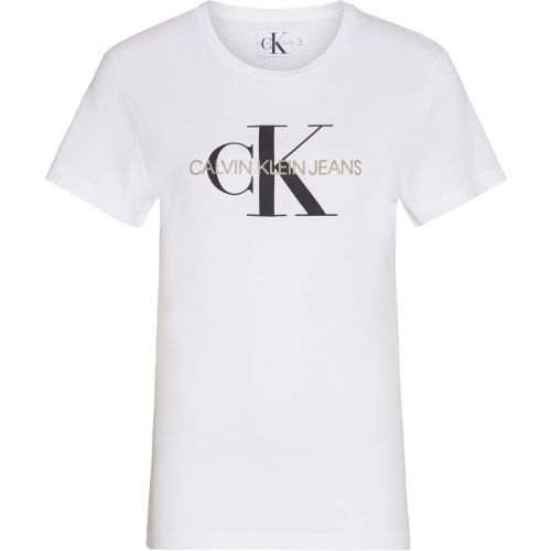 Womens Bright White Monogram Logo Regular Fit S/s T Shirt 77886 by Calvin Klein from Hurleys