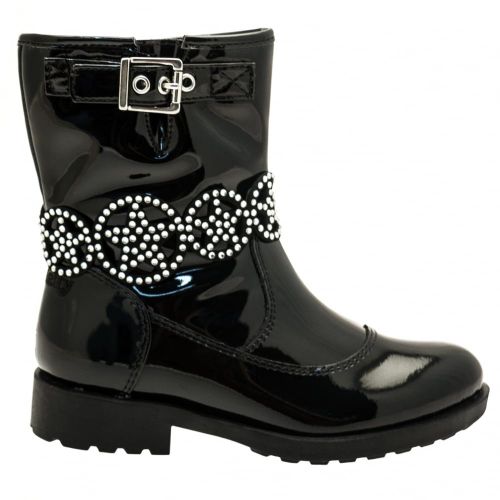 Girls Black Patent Ann Mid Strap Boots (26-35) 66523 by Lelli Kelly from Hurleys