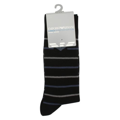 Mens Black Plain & Stripe 2 Pack Socks 58777 by Emporio Armani Bodywear from Hurleys
