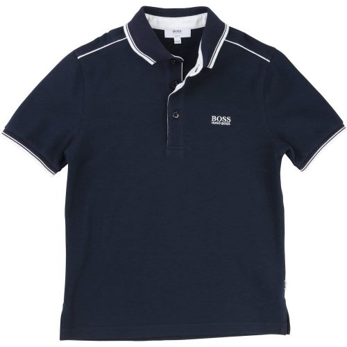 Boys Navy Tipped Branded S/s Polo Shirt 16679 by BOSS from Hurleys