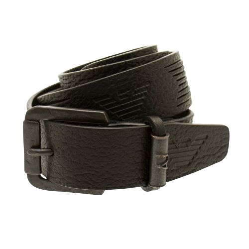 Mens Black Leather Branded Belt 69717 by Armani Jeans from Hurleys