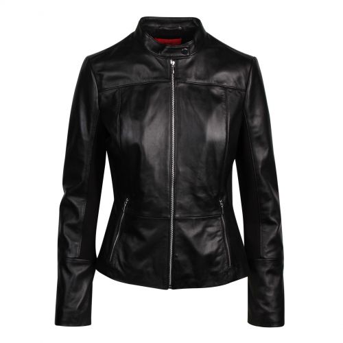 Womens Black Lilova Leather Jacket 77739 by HUGO from Hurleys
