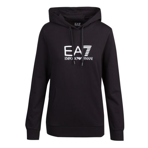 Womens Black Shiny Logo Hooded Sweat Top 57500 by EA7 from Hurleys