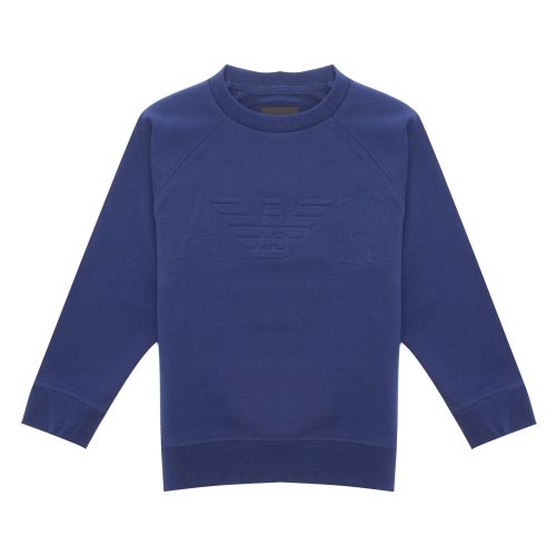 Boys Blue Embossed Logo Crew Sweat 30711 by Emporio Armani from Hurleys