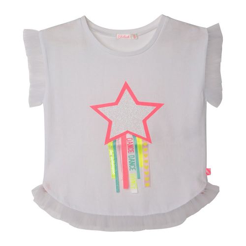 Girls White Star Frill S/s T Shirt 85130 by Billieblush from Hurleys