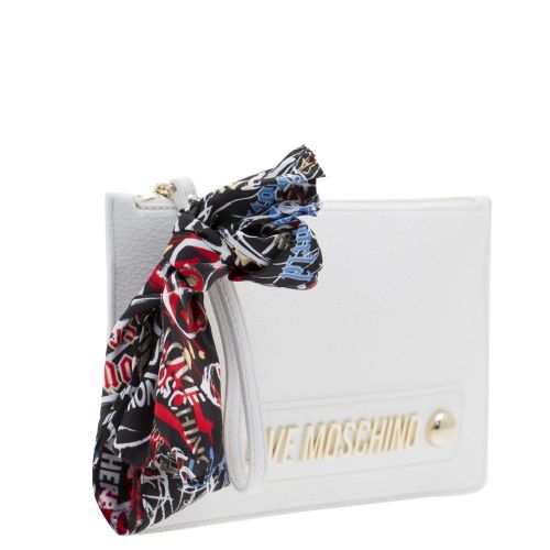 Womens White Tumbled Leather Clutch Bag 26975 by Love Moschino from Hurleys