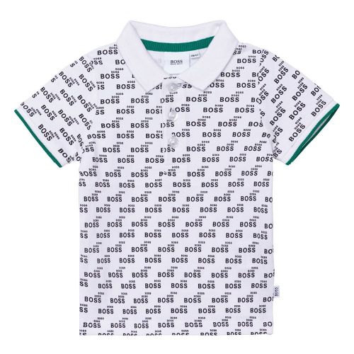 Toddler White Logo Printed S/s Polo Shirt 95991 by BOSS from Hurleys