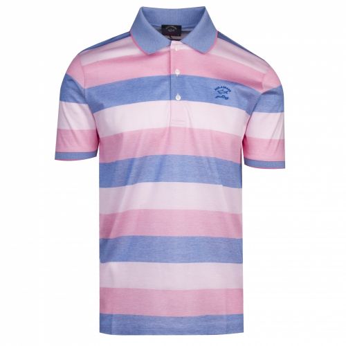 Mens Pink/Blue Tipped Stripe Custom Fit S/s Polo Shirt 36771 by Paul And Shark from Hurleys