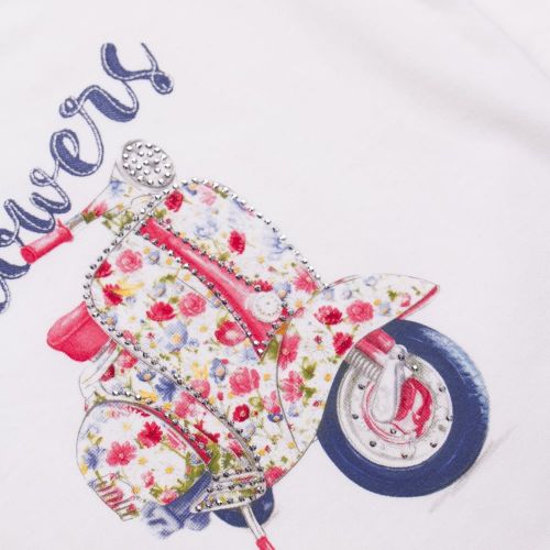 Girls White Flowers & Scooter S/s T Shirt 22608 by Mayoral from Hurleys