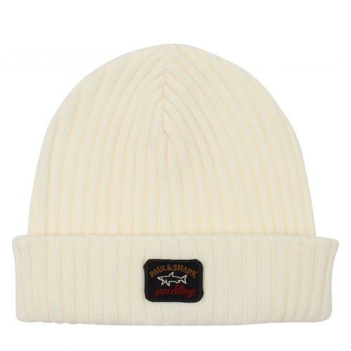 Mens Off White Branded Knitted Hat 77814 by Paul And Shark from Hurleys
