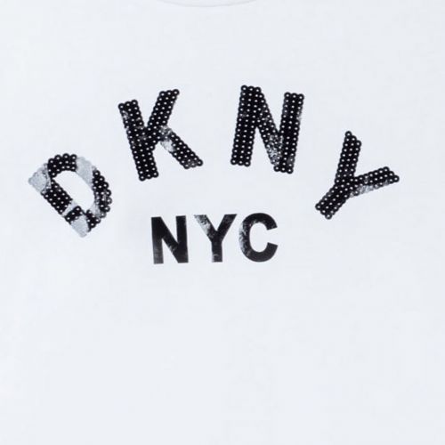 Girls White Shiny Logo S/s T Shirt 91728 by DKNY from Hurleys