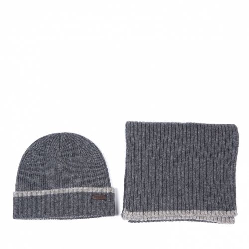 Mens Grey Cromer Beanie & Scarf Gift Set 47481 by Barbour from Hurleys