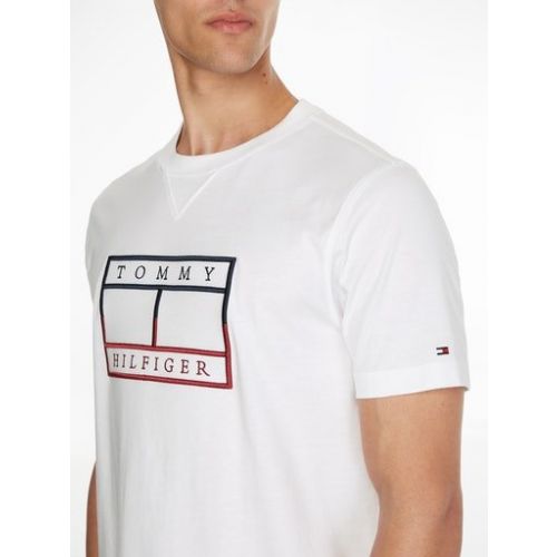 Mens White Linear Flag S/s T Shirt 109874 by Tommy Hilfiger from Hurleys